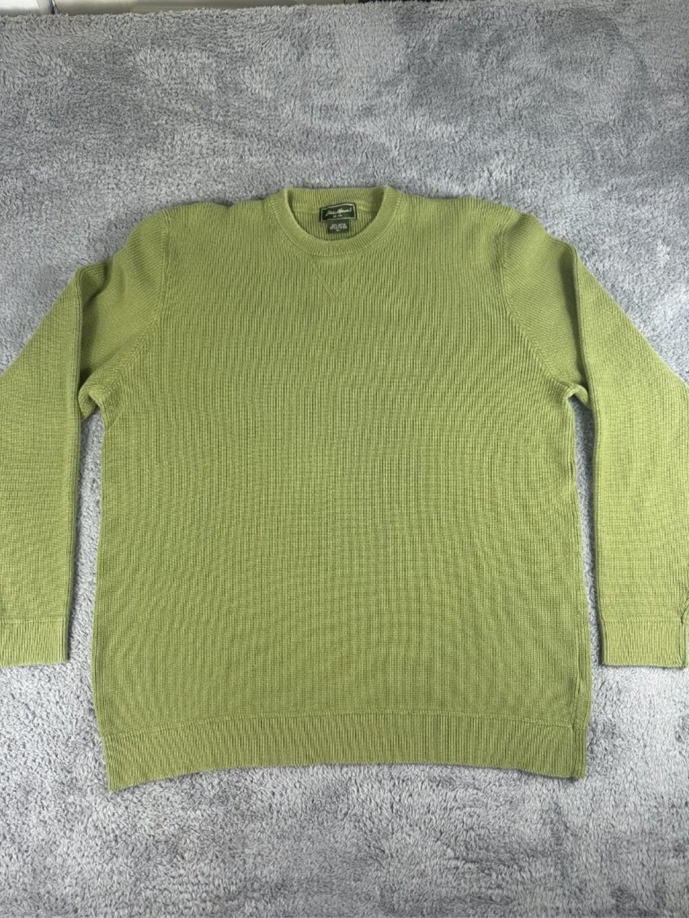 Eddie Bauer Men's XL Green Crewneck Pullover Sweater 100% Cotton Knit